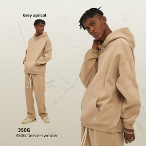 Custom Embroidery Print Solid Hooded Heavyweight 350gsm High Quality Designer Cotton <b>Pullover</b> Fleece Oversize Unisex <b>Men</b> - Product Image 5
