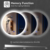 Miroir intelligent de salle de bain moderne en verre avec rétroéclairage LED et éclairage frontal, trois températures de lumière, miroir de vanité mural avec fonction mémoire