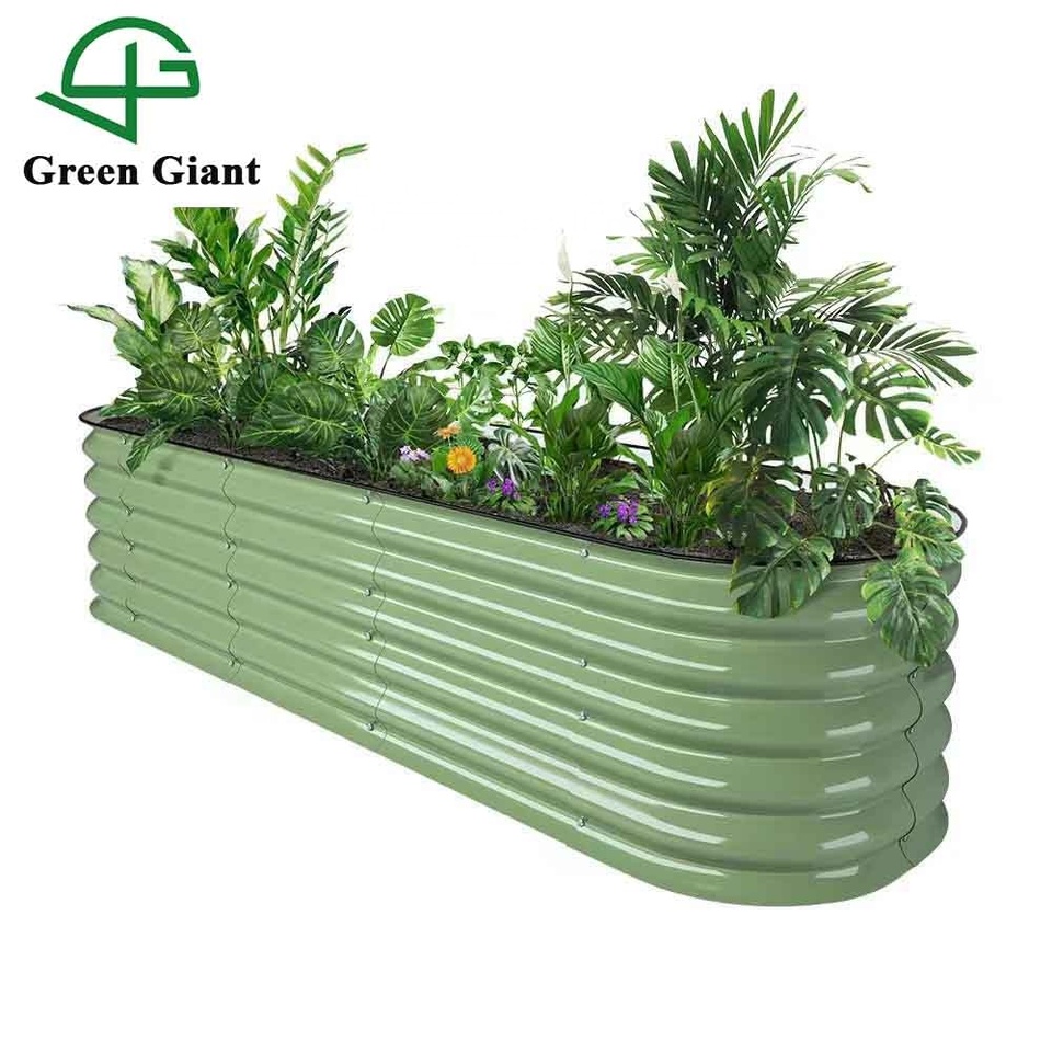 17'' Tall Outdoor Planter Premium Aluminum Steel Green Modular Raised Garden Bed Outdoor Garden Planter For Outdoor Planting
