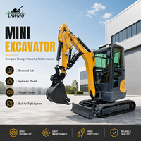Mini-excavatrice durable LAWNIO 25U avec moteur Kubota D1105, chenilles en acier, commande par joystick, travaux de construction rurale