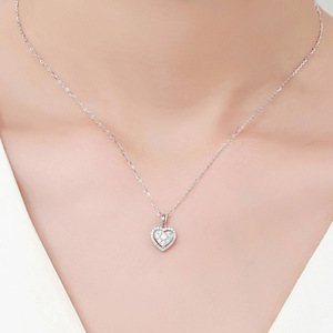 Simple 925 Silver Cross Chain Dainty Heart <b>Necklace</b> with VVS <b>D</b> GRA Heart Cut Moissanite Pendant Trendy Unisex Party Jewelry - Product Image 5