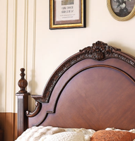 Lit de Roi Classique en Bois Massif Sculpté pour Villa et Mobilier de Chambre Antique GSA38-GSA39