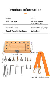 <span class=keywords><strong>Jouet</strong></span> sensoriel Montessori robuste et durable pour l'autisme, en bois naturel, avec tournevis, outils et planche d'activités - Product Image 6