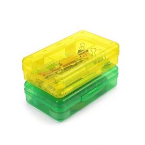 Transparent PP Plastic <b>Hard</b> <b>Shell</b> Custom Colored Square Shape 3-6L Capacity Multifunction Design Pencil <b>Case</b> Office Organizer - Product Image 2