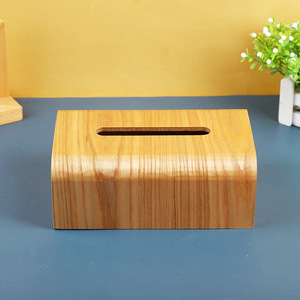 Boîte à mouchoirs en bois décorative pour la maison, design à <span class=keywords><strong>grain</strong></span> vertical, avec angle d'arc sécurisé - Product Image 4