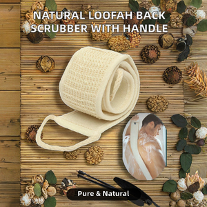 Brosse de massage exfoliante longue en sisal naturel avec manche en jute, marque OEM pour le corps - Product Image 4