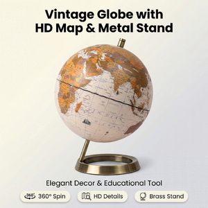 Globo Terráqueo Vintage de 20 cm con Base de Metal Bronce, <span class=keywords><strong>Mapa</strong></span> de Papel Tradicional, Globo Terráqueo Decorativo Antiguo para Decoración del Hogar u Oficina - Product Image 4