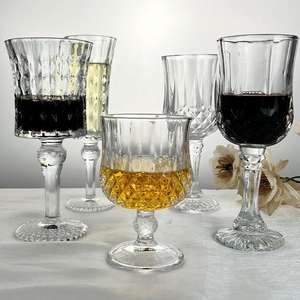 Wholesale Luxury French Relief Carving Retro European Elegant Diamond Banquet Ribbed Crystal Red Wine Glass Set Vintage Goblet - Product Image 3