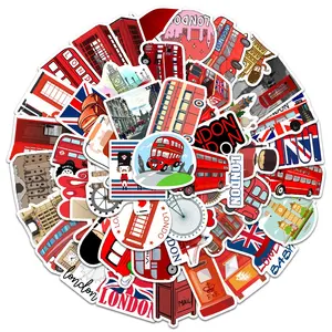 50 Pegatinas Divertidas de Autobús de Londres, Color Rojo, para Niñas Estudiantes, Regalos al por Mayor, Juguetes, Pegatinas Decorativas DIY - Product Image 2