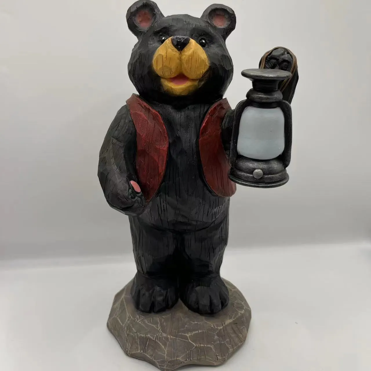 Resina personalizada oso negro estatua hogar Oficina Decoración lámpara de escritorio