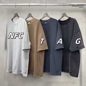 T-shirt à col rond surdimensionné 100% coton Streetwear pour homme Impression personnalisée avec étiquette NFC - Product Image 6