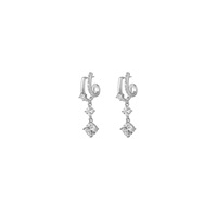 Boucles d'oreilles pendantes carrées en zircon plaqué or blanc, résistantes au ternissement, finition argentée, étanches, vente en gros pour boutiques