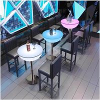 Table de cocktail LED rechargeable lumineuse avec télécommande, table de bar Slish pour événements, base en acier, 8 tailles (60/96 cm), pour fêtes et boîtes de nuit