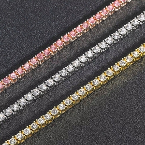 אופנה היפ הופ 3mm-<span class=keywords><strong>6mm</strong></span> Bling Link <span class=keywords><strong>Chain</strong></span> שרשרת טניס אייס קריסטל מצופה זהב סט תכשיטי מסיבה מתנה - Product Image 3
