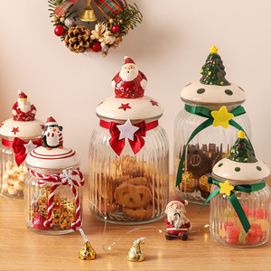 Kawashima casa Navidad vidrio sellado tarro grado alimenticio lindo caramelo tarro galleta Snack almacenamiento tarro pequeño - Product Image 1