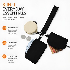 3-in-1 Nylon Modular <b>Wallet</b> Set Lanyard <b>Card</b> <b>Holder</b> Coin Cash Pouch Detachable Wristlet Travel Everyday Essentials Wholesale - Product Image 6