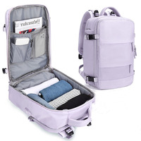 Mochila de Viaje Profesional Personalizada de Color Morado, con Apertura de 180 Grados, Bolsa de Mano de Gran Capacidad, Mochila de Fin de Semana