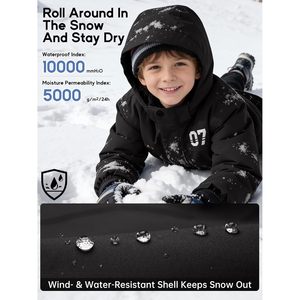 FOXA Kids <b>Waterproof</b> Ski <b>Jacket</b> Fleece Lined Warm <b>Winter</b> Coat With Detachable Hood Unisex Snow Wear - Product Image 3
