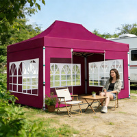 Auvent extérieur rétractable avec parois latérales, double toile Oxford PVC imperméable, cadre en alliage d'aluminium durable, toutes saisons, exposition