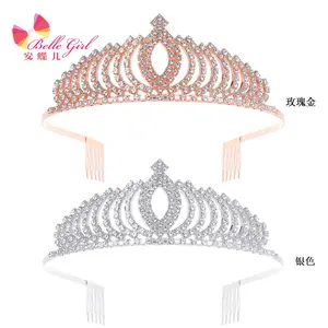 BELLEWORLD hot selling bride hair accessories Rhinestone Crowns Cheap Prices Crystal Metal Crown Tiaras Bridal Accessories