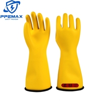 Gants diélectriques en caoutchouc de 14 pouces, protection contre les chocs électriques 1000V AC, classe 0, gants isolés contre les tensions