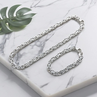 Bracelet à maillons byzantins classique tendance RFJEWEL, bracelet en acier inoxydable robuste pour unisexe