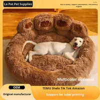 Lit pour animaux de compagnie en peluche personnalisé avec logo, forme patte d'ours, respirant et chaud, toutes saisons, en tissu, fabriqué à Xuzhou, vente en gros du fabricant