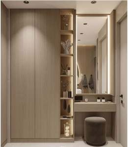 Commode en bois massif de luxe léger et moderne, coiffeuse au design personnalisé, ensemble de meubles de chambre élégant pour appartement - Product Image 6