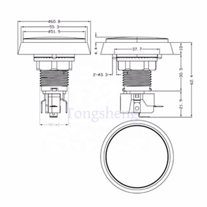 Tombol tekan bulat sakelar 60mm, tombol tekan plastik datar <span class=keywords><strong>Arcade</strong></span>, tombol tekan bercahaya 12V - Product Image 6