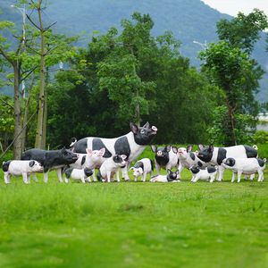 Sculpture de cochon artificiel extérieur écologique en fibre de verre jardin ferme paysage noir modèle ornement décoration animale petit - Product Image 3