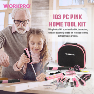 WORKPRO 103pcs Hand <strong>Tool</strong> <strong>Set</strong> with Easy Carrying Round Pouch <strong>Pink</strong> Lady <strong>Tool</strong> Kit <strong>Set</strong> - Product Image 5