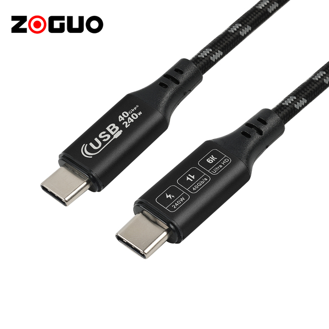 USB4 Type C Cable Aluminum Nylon Housing 40Gbps Data 240W Fast Charging 8K Display Thunderbolt 4 Compatible for Printers IOS