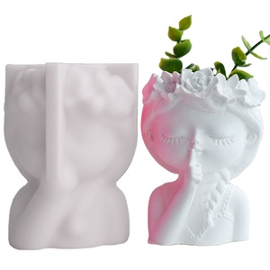Molde <span class=keywords><strong>de</strong></span> silicona 3D para maceta <span class=keywords><strong>de</strong></span> hormigón con forma <span class=keywords><strong>de</strong></span> cabeza <span class=keywords><strong>de</strong></span> chica hermosa, para suculentas, jarrón, cemento y arcilla - Product Image 1