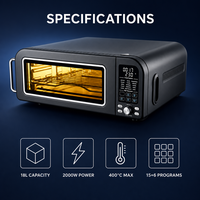 Four à convection électrique 18L à commande tactile, cuisinière à pizza 400°C, contrôlé par application, fonction maintien au chaud, noir, pour usage hôtelier