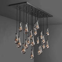 Lustre contemporain en verre doré à plusieurs têtes pour îlot de cuisine et table à manger