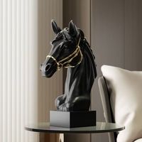 Ornement de tête de cheval de luxe en résine, sculpture 3D, décoration moderne pour la maison, statue d'animal réaliste pour la décoration de salon, bureau ou table.