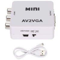 Mini Convertidor de Video AV2VGA HD 1080P, RCA a VGA con Audio de 3.5mm, Convertidor de CVBS AV a VGA para PC y Laptop