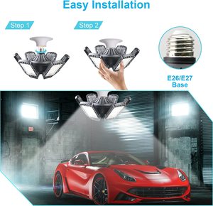 2 paquets <span class=keywords><strong>de</strong></span> plafonnier <span class=keywords><strong>LED</strong></span> <span class=keywords><strong>de</strong></span> <span class=keywords><strong>Garage</strong></span> 200W lampes d'atelier avec 6 panneaux réglables 6500K E26/E27 lampes <span class=keywords><strong>de</strong></span> <span class=keywords><strong>Garage</strong></span> pour atelier <span class=keywords><strong>de</strong></span> grange - Product Image 4