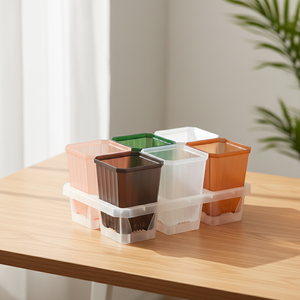 Maceta Minimalista para Bonsái y Suculentas, de Plástico, con 6 Orificios, Multicolor, para Escritorio - Product Image 1