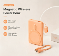 Nouvelle Tendance 2026 : Batterie Externe Magnétique 5000 mAh avec Support Téléphone, Charge Rapide, Câble Type-C Intégré, LED, Logo Personnalisé – Vente en Gros, Meilleure Vente