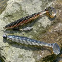 12cm Kürek Kuyruklu Yumuşak Yem, Nervürlü Gövdeli, Balık Yavrusu Taklidi, Batar Tip PVC Balıkçılık Yemi, Tuzlu Su ve Tatlı Su Levreği, Turna için Kancalı Yuva