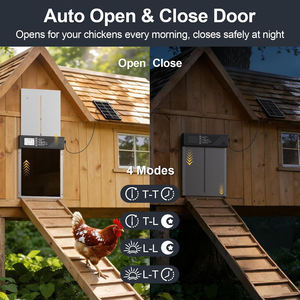 Aluminum Alloy Automatic Chicken Door Solar Powered <b>Timer</b> <b>Light</b> Sensor Remote Control Anti Pinch Weatherproof Poultry House - Product Image 4