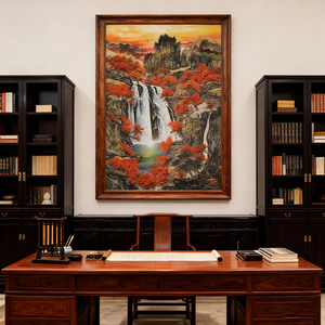 Phương Đông Trung Quốc Phong Đỏ Thác Phong Cảnh In Trên Vải-Hiện Đại Trang Trí Nội Thất Tường Nghệ Thuật Cho Phòng Khách Phòng Ngủ Phòng Ăn - Product Image 6
