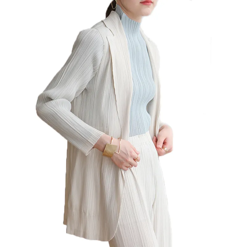 Fashionable plus size women's coat miyake pleated women's suit