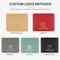 Dompet Kartu Kulit PU Grosir Logo Kustom, Dompet Tipis Minimalis Multi-warna dengan Cetak Logo