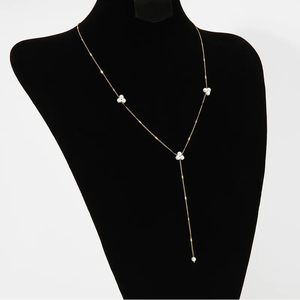 Produit de qualité supérieure tout droit de l'Inde Collier en Y avec perles en acier inoxydable plaqué or Collier à franges pour femmes - Product Image 5