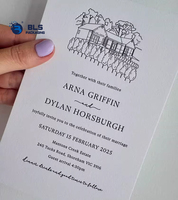 Invitations de mariage de luxe personnalisées en typographie, carte illustrée à la main, prix d'usine OEM en gros