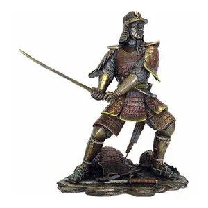 Home Decoratie Metalen Figuur Sculptuur Levensgrote Bronzen Japanse Samurai Standbeeld