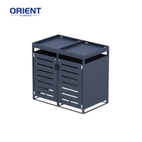 Abri à déchets multifonctionnel en acier/aluminium-Boîtier pour poubelle robuste avec serrure et étagères latérales pour l'organisation en extérieur