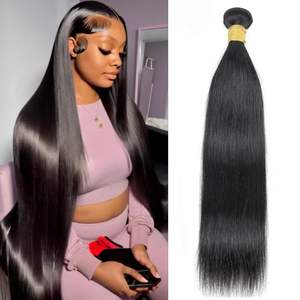 天然黑色越南处女发束直发全厚未加工机器双纬编织接发 - Product Image 1